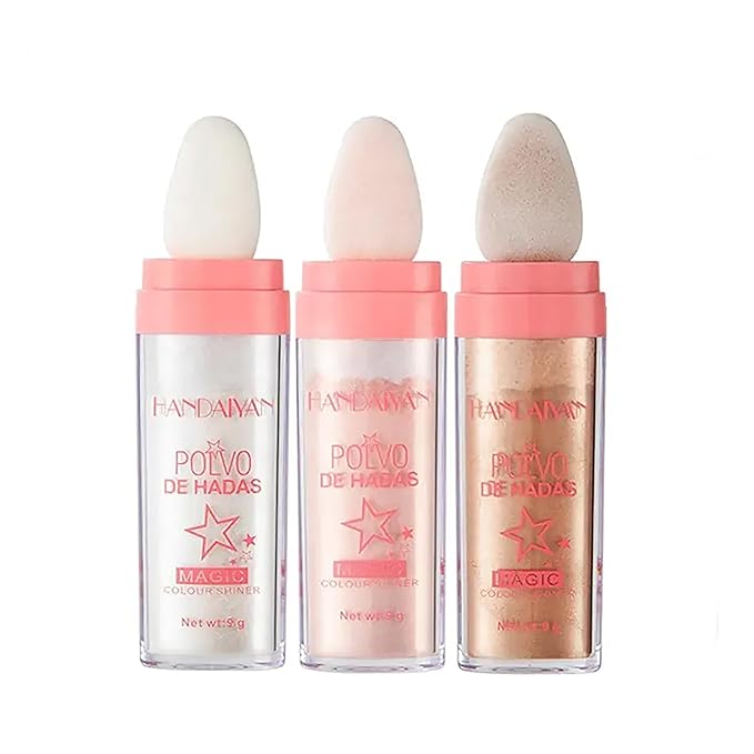 3 Color Highlighter Contour Powder Makeup,Brighten Body,Highlight,Glitter,Shimmer, for Face and Eye Pearlescent Highlighting Powder Makeup,With Beautiful Shiny Finish (01#White, 1.7 Ounce (Pack of 1))