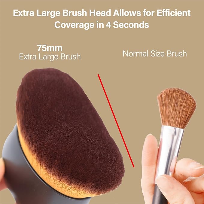 Extra Large Body Makeup Brush For Self Tanner, Leg Makeup & Bronzer Blend, 75 mm Wide-Headed Kabuki Brush for Even& Pretty Sunscreen& Lotion Application. With Cleaning Mat, Face Back Brush Set - Black