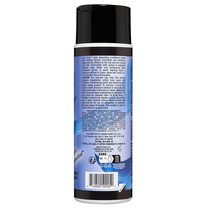 MANIC PANIC Bright Cobalt Blue Color Depositing Conditioner - Love Color Hair Conditioner Keeps Hair Vibrant, Nourished & Refreshed - Formulated with Shea Butter & Quinoa - Blue Valentine (8oz)