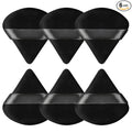 Pimoys 6 Pcs Powder Puff, Face Soft Triangle Makeup Puff Velour Makeup Sponge for Loose Powder (Black)