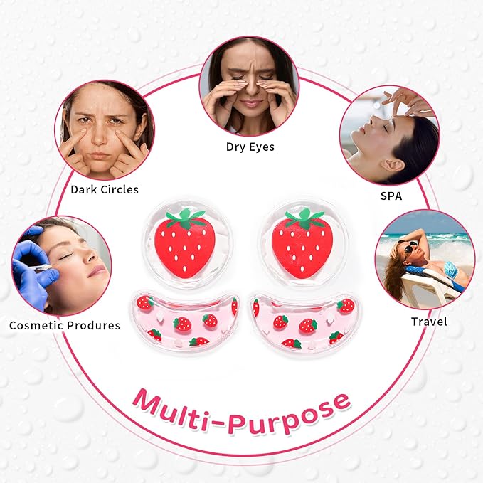 4PCS Gel Eye Ice Pack Set Reusable, Cold and Hot Compress for Eyes, Ice Pack for Eyes, Cooling Eye Pads for Eye Strain, Swelling, Redness, Dark Circles, Puffy Eyes, and Eye Recovery Surgery.
