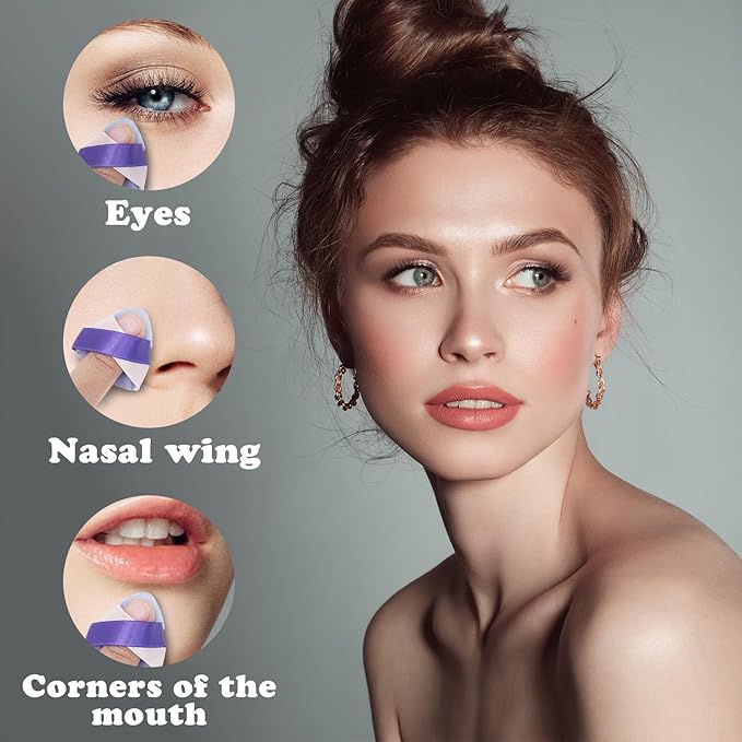 Mini Loose Powder Puff, 6pcs Velvet Finger Powder Puffs with Travel Cases for Blush/Shadow/Highlight/Eye Makeup Setting, Reusable Mini Powder Puffs to Create Natural & Delicate Look (Purple)