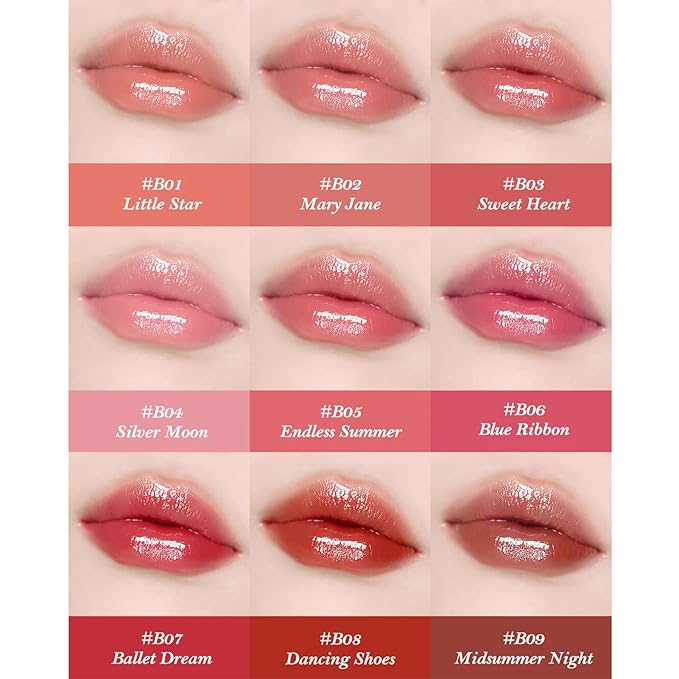Flower Knows Swan Ballet Shine Lipstick,Hydrating Solid Lip Gloss,Moisturizing Red Tinted Lip Balm-Long Lasting Lip Gloss in Balm for Girls&Women(B09 Midsummer Night)