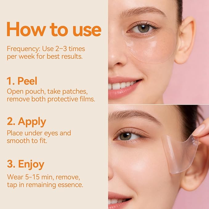 Charge Energy Under Eye Patches (28 Pairs), Vitamin C & Caffeine Eye Mask for Puffy Eyes, Dark Circles and Bags - Cooling Hydrogel Patches, 5-Minute Morning Wake-up Call for Tired Eyes, All Skin