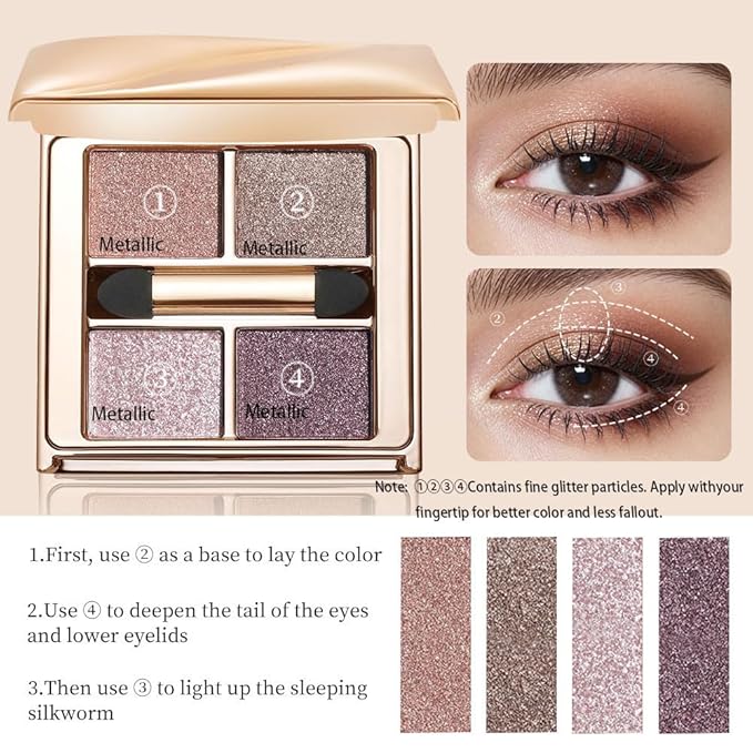 Cool Mauve Purple Eyeshadow Palette – High-Pigment Shimmer & Glitter for Icy Pink Glow, Soft Glam & Plum Smokey Looks, Long-Lasting Blendable Eye Makeup for Green, Hazel & Brown Eyes