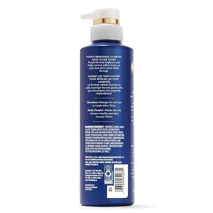 Hair Biology Biotin-Infused Purple Shampoo and Conditioner Set for Grey Hair, Anti-Brassiness, Moisturizing, Color-Safe, Silver & Glowing, Corrects Yellow Tones, 12.8 Fl Oz Each, 2 Count (Pack of 4)