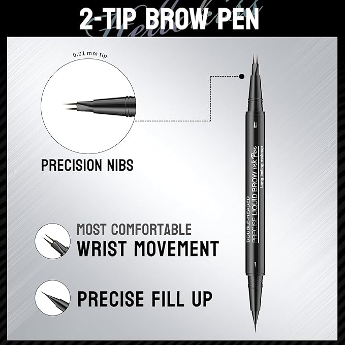 2 Pcs Microblading Eyebrow Pencil for Women, Waterproof Brow Pencil, with Eyebrow Brush, 2-in-1 Dual-Ended Eyebrow Pen for Natural Hair-Like Brows