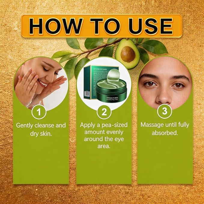 120PCS Avocado Eye Patches, Reduce Fine Lines and Wrinkles, Moisturizing Nourishing Eye Treatment Mask, Improving Eye Skin Dryness (Avocado Eye Cream)