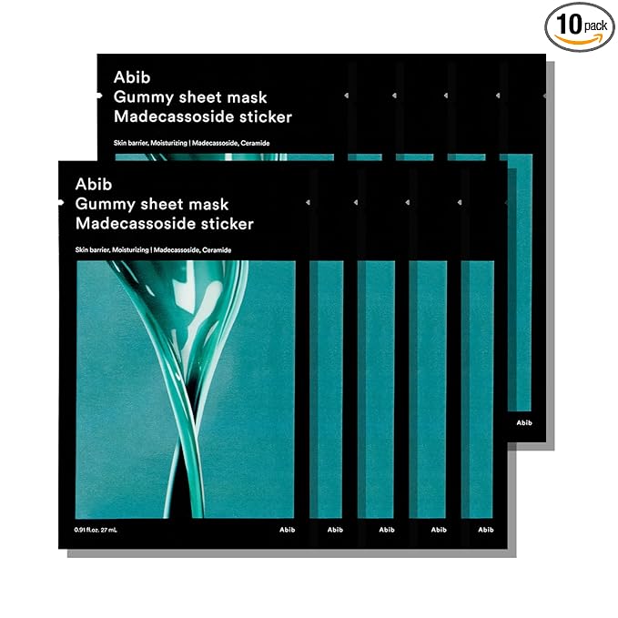 Abib Gummy Sheet Mask Madecassoside Sticker 10 Sheets (Skin Barrier) I Korean Face Mask for Sensitive Skin, Soothing & Redness Relief, Daily Skincare Treatment, K-Beauty Sheet Mask