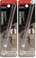 Rimmel London Exaggerate Waterproof Eye Definer Eyeliner, Highly Pigmented, Long-Wearing, Built-In Smudger, 212, Rich Brown, 0.01oz (Pack of 2)