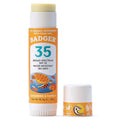 Badger Mineral Kids Sunscreen Face Stick SPF 35, Zinc Oxide Travel Size Sunscreen Stick for Kids, 97% Organic Ingredients, Reef Safe, Water Resistant, .65 oz