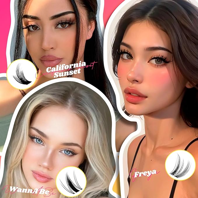 Manga Lash Clusters 8-18mm Fairy Eyelash Clusters DIY Lash Extension Spikes 0.3mm Wispy Natural Individual Cluster Eyelash Extensions D Curl, Wanna Be