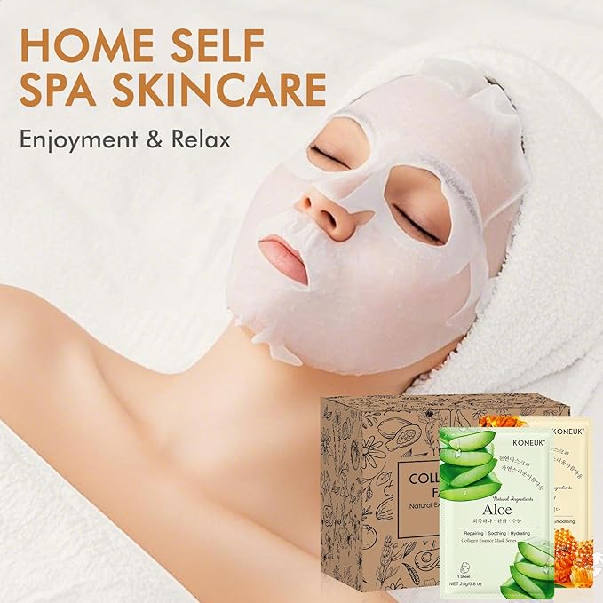 KONEUK 84 Pack Collagen Face Masks Skincare for Women, Hydrating and Moisturizing Sheet Face Masks for Women Skin Care, Face Mask Gifts Set for Spa Party, Bulk Facial Masks Suitable for All Skin Types