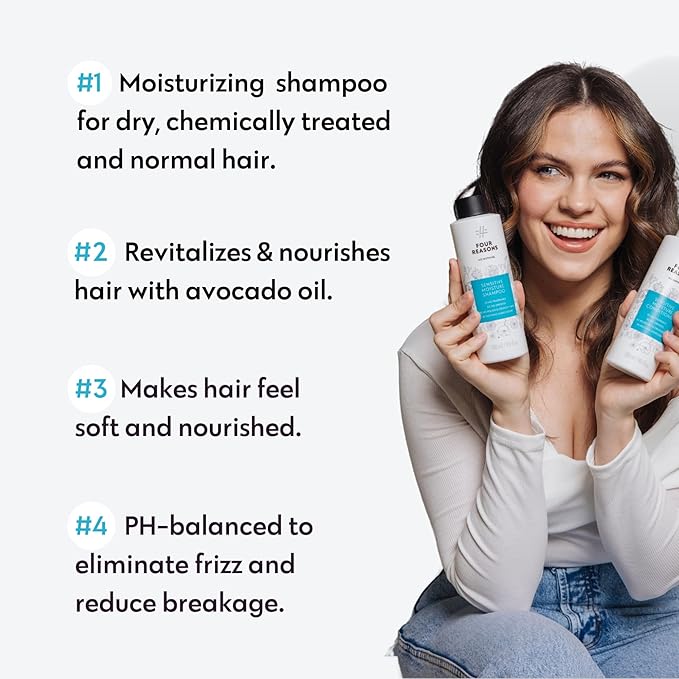 No nothing Moisture Shampoo - Fragrance Free Moisturizing Shampoo for Dry Hair & Sensitive Scalp - Hydrating, Hypoallergenic Hair Shampoo for Women with Avocado Oil - Vegan, Paraben Free, 10.1 Fl Oz