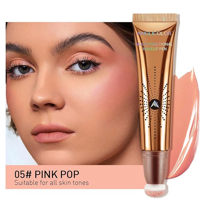 Anglicolor Blush Beauty Wand,Liquid Blush Wand For Radiant,Long-Lasting,Waterproof,Highly Pigmented,Vegan & Cruelty-Free (05#PINK POP, 12ml)