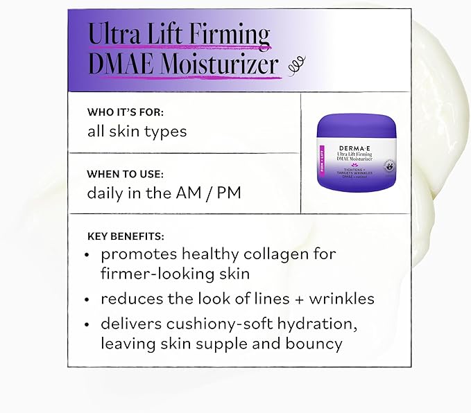 Derma E Firming DMAE Moisturizer - Copper Peptides, Resveratrol & Kakadu Plum - Supports Collagen and Elastin Health– Vegan Facial Skin Care, 2oz