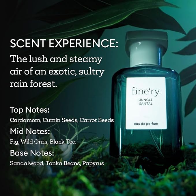 Fine'ry Jungle Santal Eau De Parfum & Body Mist Gift Set | Earthy & Woody Notes Of Papyrus Wood & Black Oolong Tea | Fine Mist Spray & Perfume For Women | Fragrance Layering Duo (2oz + 5oz)