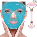 ZNÖCUETÖD Ice Face Facial Jade Roller and Ice Face Mask Cold Cooling Gel Mask Gift Set for Women Aging Wrinkles Lifting Firming Puffy Eyes, Eye Face Neck Roller Massager SPA Tools