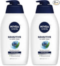 Nivea Men Sensitive Body Wash with Bamboo Extract, Moisturizing Body Wash for Sensitive Skin, Soap Free Shower Gel for Men with No Drying Alcohol, 30 Fl Oz Bottle (Pack of 2)