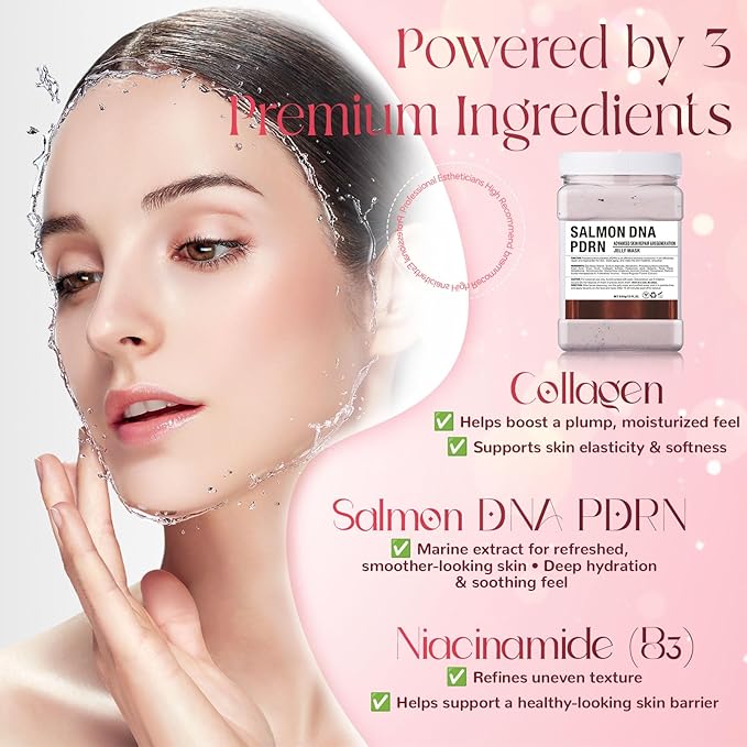Salmon DNA Mask – PDRN Pink Collagen Jelly Face Mask, Peel Off Hydroplastic Gel for Face & Vajacial Care
