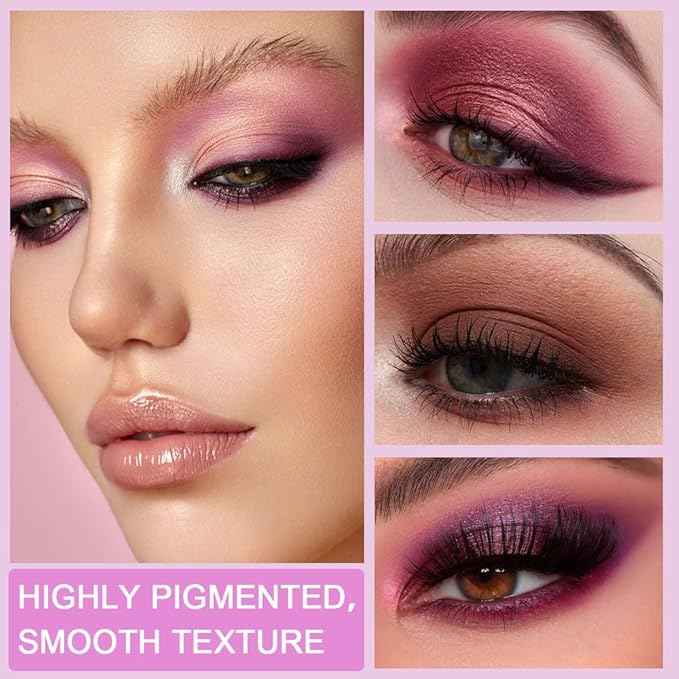 CAKAILA 9 Colors Colorful Eyeshadow Palette Makeup,Rose Gold Brown Purple Nude Matte Shimmer Neutral Eye Shadow Powder Palette,Naturing-Looking Long Lasting Waterproof