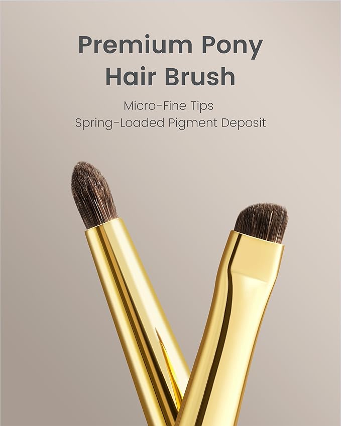 Desert Oak Series Tapered Spotlight Brush - Precision Pony Hair Brush for Inner Corner & Under-Eye Highlighting, Bubinga Handle & Gold Ferrule (CM 175)