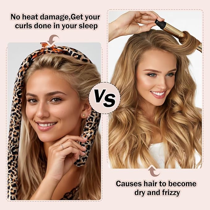 Heatless Hair Curler,Blowout Heatless Curls Overnight,No Heat Curling Rod Set with Satin Bonnet for Sleep in,5