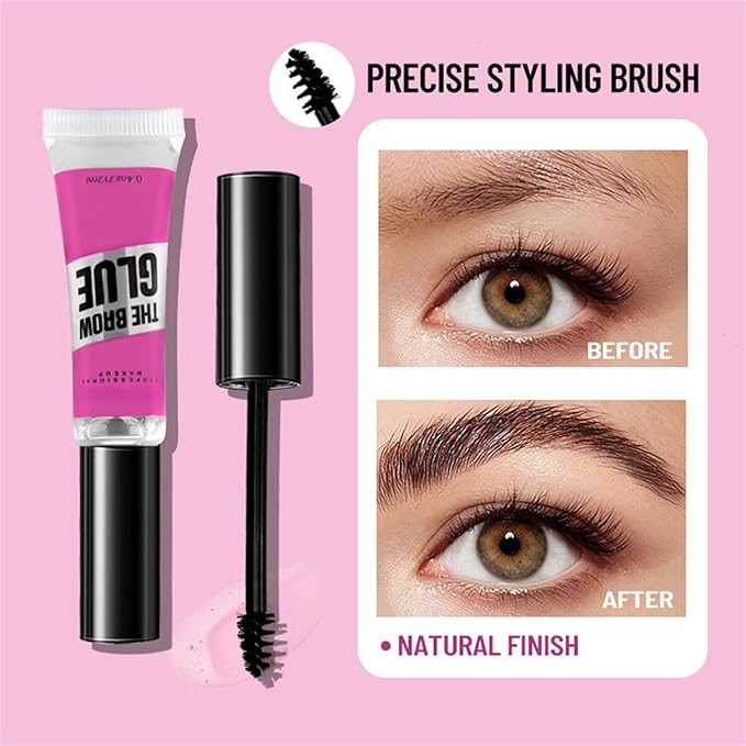 Clear Eyebrow Gel Set, Fast Eyebrow Shaping,Long-Lasting Waterproof and Transfer-Proof Extreme Hold Brow Glue(Transparent-2PCS)