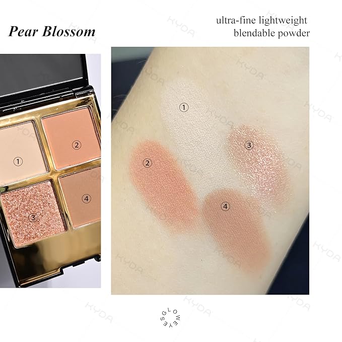 KYDA 4 Colors Brown Eyeshadow Palette, Matte Nude Beige Brown Eyeshadow, Shimmer Rose Golden Eye Shadow, Shimmer Pearl Eyes Palette, Ultra-fine Lightweight, High Pigment Eyes Glitter Makeup