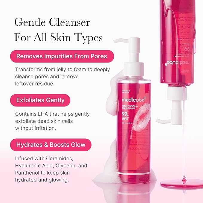 medicube PDRN Cleanse & Hydrate Duo: Salmon DNA PDRN Pink Collagen Capsule Cream and PDRN Jelly to Foam Cleanser | Lightweight Gel to Foam Cleanser and Moisturizer For Uneven Skin Tone