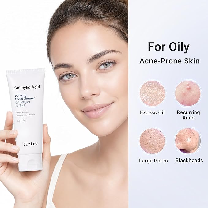Salicylic Acid Foaming Cleanser, Face Wash for Oily, Combo & Acne-Prone Skin | 8 Amino Acids Gentle Non-Irritating, 3X Crystal Jelly Deep Clean, Oil Control, Prevents Breakouts, 2.7 oz