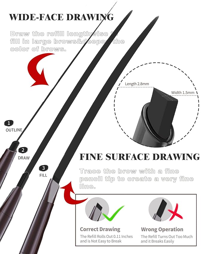 Waterproof Eyebrow Pencils for Women, 6Pcs Double-ended Black Eye Brow Pencil with Razor Kit, Triangular Tip Design Makes it Easier to Define and Fill in Brows for a Natural Look
