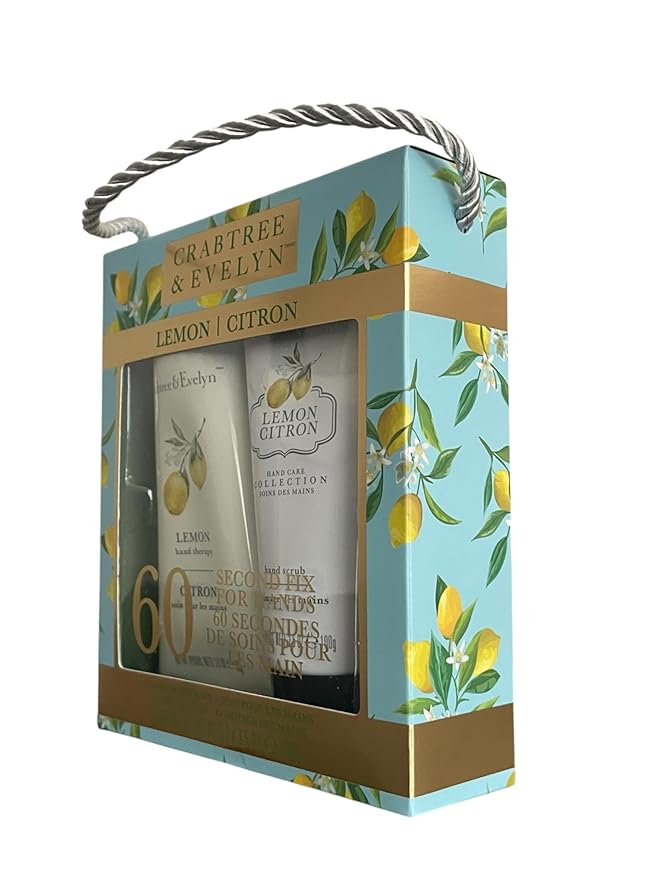 Crabtree & Evelyn Lemon Citron Hand Therapy Cream and Hand Scrub Set, 3.5oz EACH
