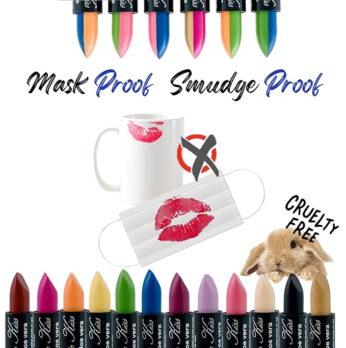 Magic Kiss Color Changing Matte 6 Piece Lipstick Set infused with Aloe Vera Made in USA (Colors of Aloha 3)