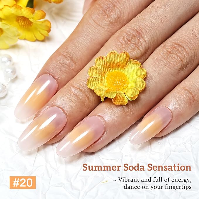 JODSONE Cushion Painting Gel Polish Set 6 Colors with 50 PCS Soft Nail Sponges & Grabbing Pen for Ombre Nails Aura Blush & Nails Art Design Nail Art Salon Use at Home