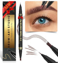 iMethod Microblading Eyebrow Pencil - Eyebrow Pen 2-in-1 Dual-Ended Brow Pencil with 3 Fork-Tip Applicator & Precise Brush-Tip Creates Natural-Looking Brows, Stay on All Day, Reddish Brown
