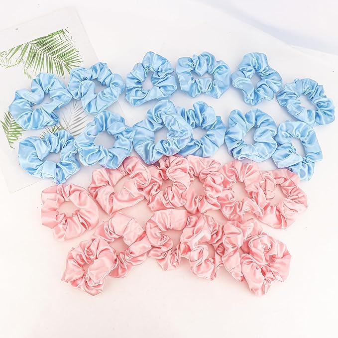 Silk Satin Scrunchies for Women Girls 24 PCS Hair Scrunchies Silk Satin Hair Ties for Thick Hair Bulk Hair Ties Hair Accessories