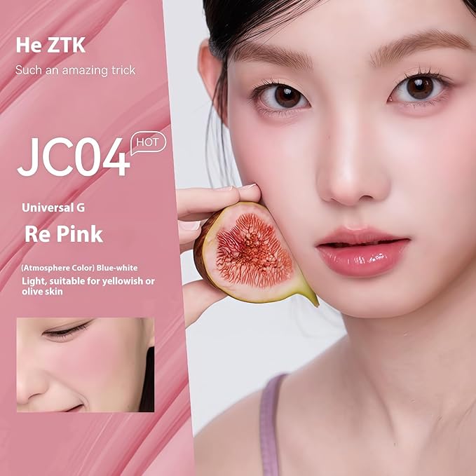 AZTK Jelly Color Liquid Blush, Lightweight Matte Cream Blusher with Sponge Applicator, 7 Shades for Face Contouring (04-JC04, 5ml)