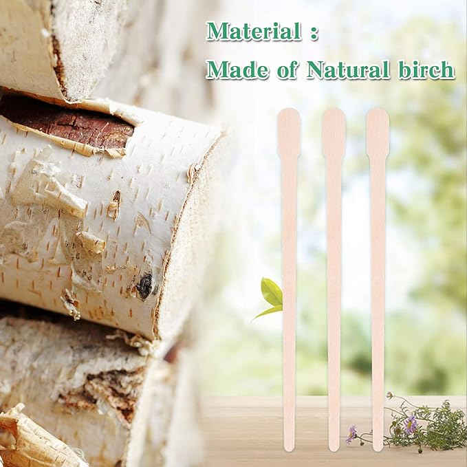 JANYUN 200 Pcs Wooden Eyebrow Waxing Sticks with Handle for Hair Removal - Face, Leg, Facial, and Eyebrow