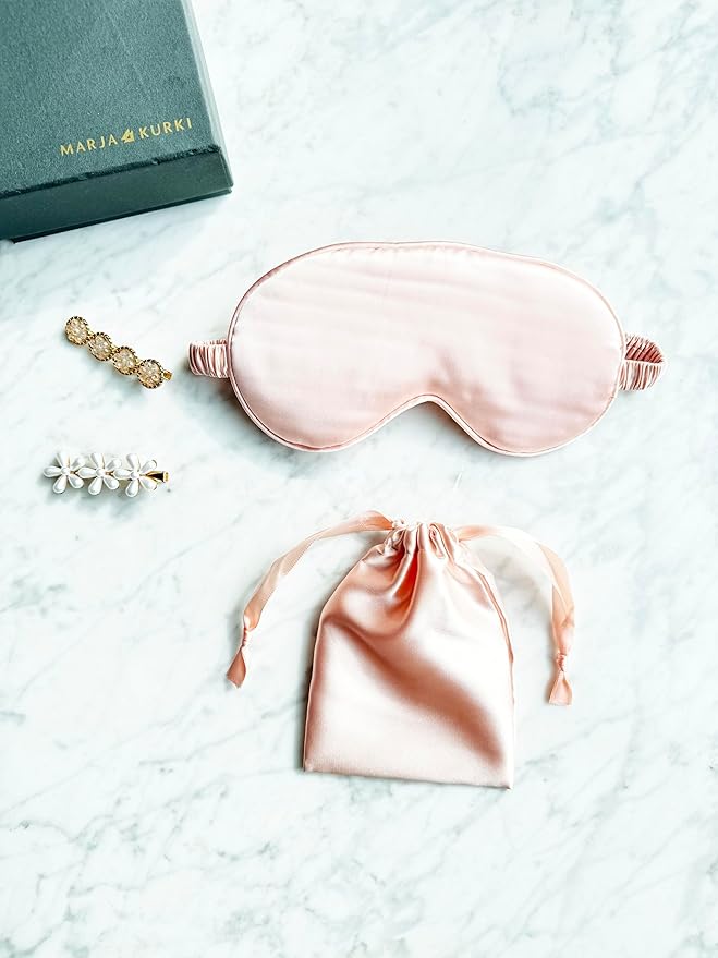 [1 Pack] QSYW Sleep Masks, Satin Eye Mask for Sleeping - Silky Eye Masks Bulk with Storage Bag & Elastic Strap,Pink