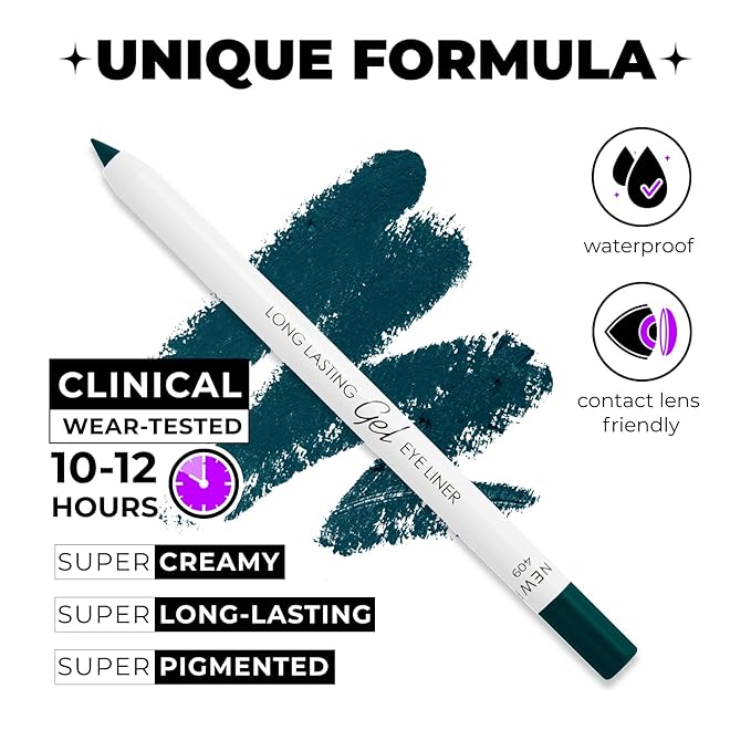 Lamel No Smudge Gel Eyeliner - Lagoon - Waterproof Eyeliner Pencil - 10-Hour Wear, Sharpenable, Contact Lens Friendly, Vegan - Creamy & Sweat Proof Pencil - Highly Pigmented - 409 Shade