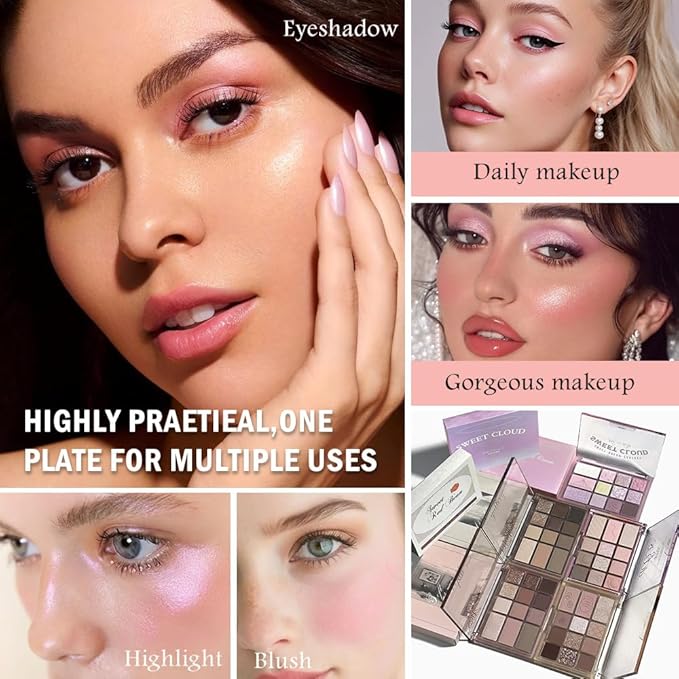 AMY'S DIARY Pink, Nude, and Shimmer Eyeshadow Eye shadow Makeup, 12 Colors Shiny Sparkle Shimmer Glitter Eyeshadow Waterproof Pallete Eye Make Up (12-03)