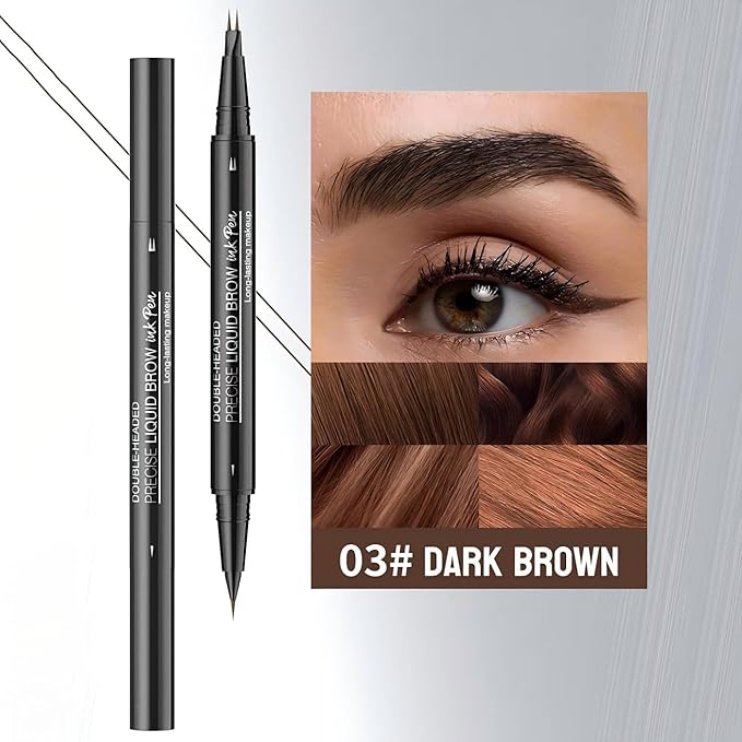 2 Pcs Microblading Eyebrow Pencil for Women, Waterproof Brow Pencil, with Eyebrow Brush, 2-in-1 Dual-Ended Eyebrow Pen for Natural Hair-Like Brows
