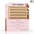 Silly George Pop-On Lashes - DIY 1-Step Pre-Glued Faux Eyelash Clusters, Natural Look Extensions, Light Brown - Rosy, 5-7 Pair Set, Pack of 60 Clusters