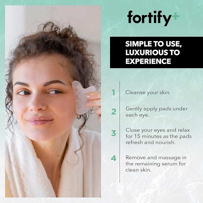 Fortify Skincare Under Eye Patches For Puffy Eyes and Dark Circles - Dermatologist Tested Anti-Aging - Ultra Hydrating, Anti Wrinkle Patches - Natural, Vegan, Clean Beauty, Korean Skin Care - 20 Pairs