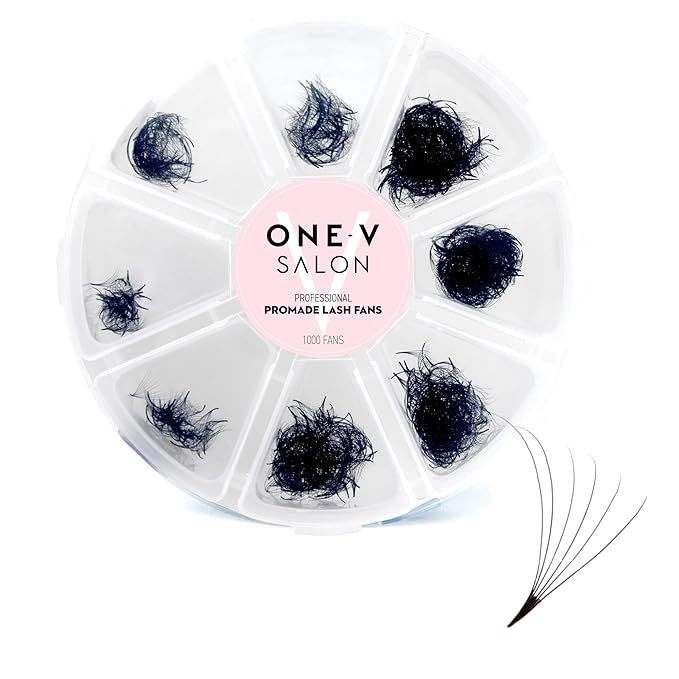 One V Salon Pro 6D Promade Loose Fans, 1000 Premade Volume Lash Fans | D Curl | 0.07 mm | 8–15 mm Mixed Lengths | Thin Base, Hand-Crafted(6D-0.07-D-Curl)