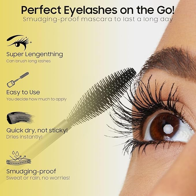 Mascara Volume and Length, Tubing Mascara Waterproof Formula and Lifting, No Clumping 2-1 Mascara for Older Women 60 Plus for Charming Curling Eye Make up, Cruelty Free, Mothers Day Gifts