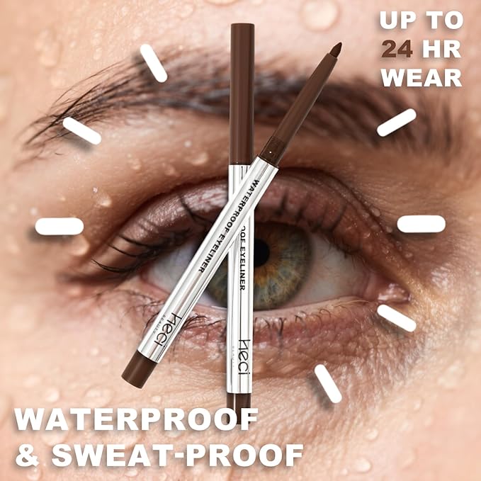 HECI BEAUTY Sharpenable Gel Eyeliner Pencil, Multi-Use Longwear Eyeliner Pencil, Ultra-Smooth Tip Eye Makeup with Up to 24HR Wear, Waterproof & Smudge-Proof - Brown