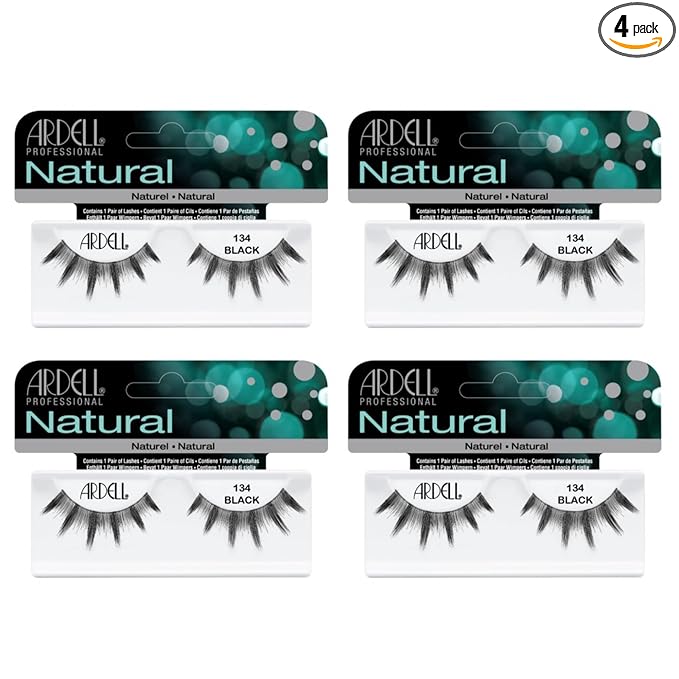 Ardell Natural Lashes False Eyelashes #134 for Everyday Wear, 4 Pack