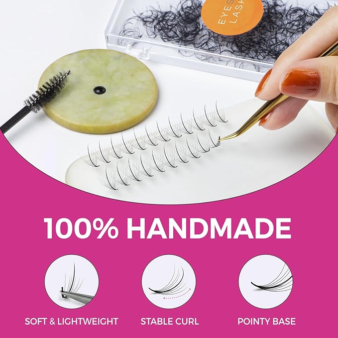 Eyesy Lash 500 Wispy Promade Fans - 5D 0.07 Size 16mm Curl C - Natural Wispy Lashes Loose Premade Lash Fans for Eyelash Extensions Handmade Pre Made Eyelashes for Spiky, Volume, Natural Look